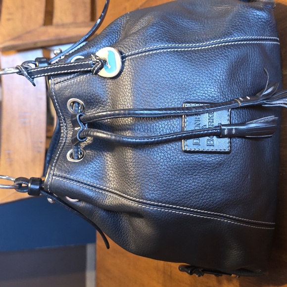 Dooney & Bourke Handbags - Dooney & Bourke Black Leather Drawstring Bag